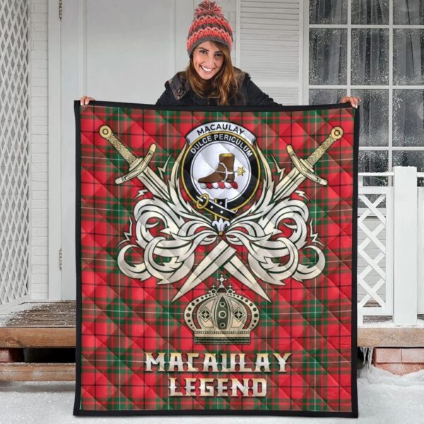 MacAulay Modern Clan Quilt, Scottish Tartan MacAulay Modern Clans Premium Quilt Legend Gold Royal Style