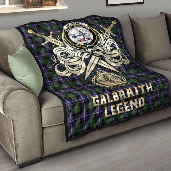 Galbraith Modern Clan Quilt, Scottish Tartan Galbraith Modern Clans Premium Quilt Legend Gold Royal Style - Image 6