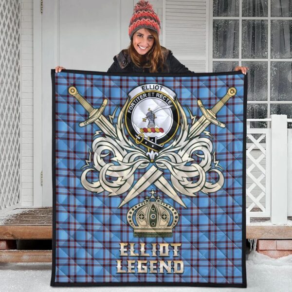 Elliot Ancient Clan Quilt, Scottish Tartan Elliot Ancient Clans Premium Quilt Legend Gold Royal Style