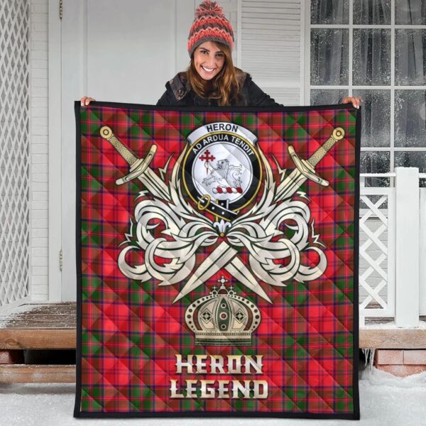 Heron Clan Quilt, Scottish Tartan Heron Clans Premium Quilt Legend Gold Royal Style