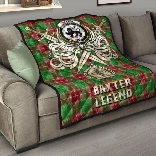 Baxter Modern Clan Quilt, Scottish Tartan Baxter Modern Clans Premium Quilt Legend Gold Royal Style - Image 6