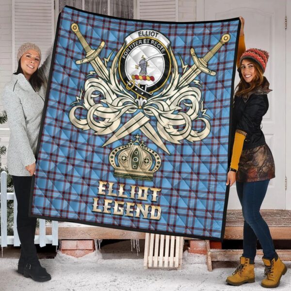 Elliot Ancient Clan Quilt, Scottish Tartan Elliot Ancient Clans Premium Quilt Legend Gold Royal Style - Image 2