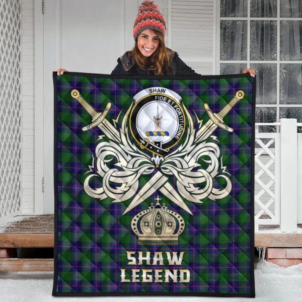 Shaw Modern Clan Quilt, Scottish Tartan Shaw Modern Clans Premium Quilt Legend Gold Royal Style