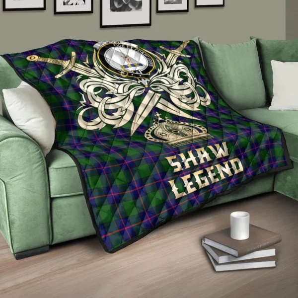 Shaw Modern Clan Quilt, Scottish Tartan Shaw Modern Clans Premium Quilt Legend Gold Royal Style - Image 3