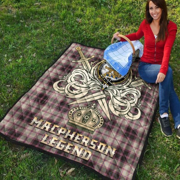 MacPherson Hunting Ancient Clan Quilt, Scottish Tartan MacPherson Hunting Ancient Clans Premium Quilt Legend Gold Royal Style - Image 4