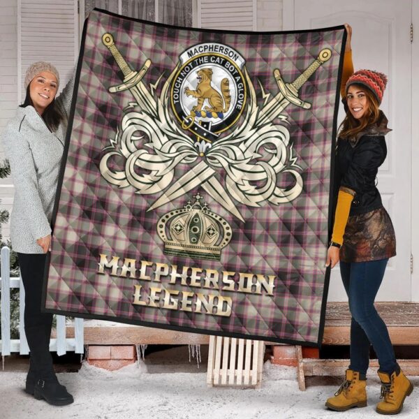 MacPherson Hunting Ancient Clan Quilt, Scottish Tartan MacPherson Hunting Ancient Clans Premium Quilt Legend Gold Royal Style - Image 2