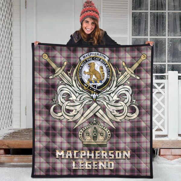 MacPherson Hunting Ancient Clan Quilt, Scottish Tartan MacPherson Hunting Ancient Clans Premium Quilt Legend Gold Royal Style