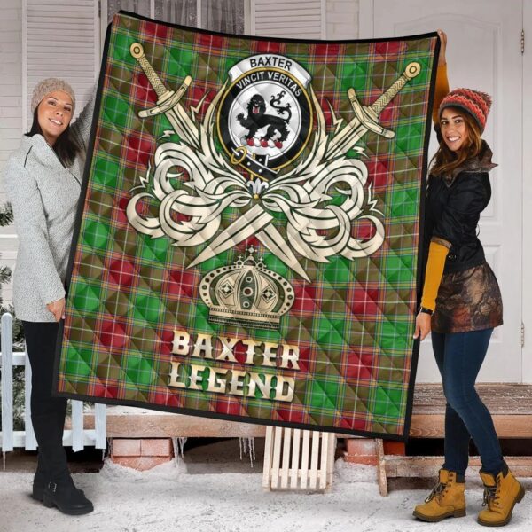 Baxter Modern Clan Quilt, Scottish Tartan Baxter Modern Clans Premium Quilt Legend Gold Royal Style - Image 2