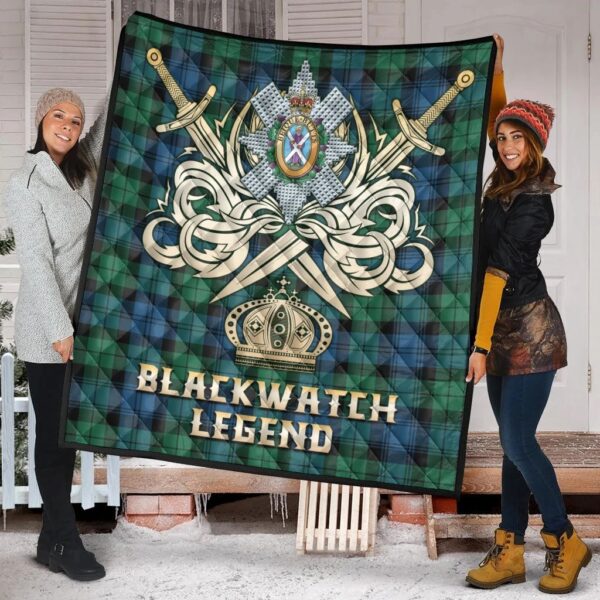 Blackwatch Ancient Clan Quilt, Scottish Tartan Blackwatch Ancient Clans Premium Quilt Legend Gold Royal Style - Image 2