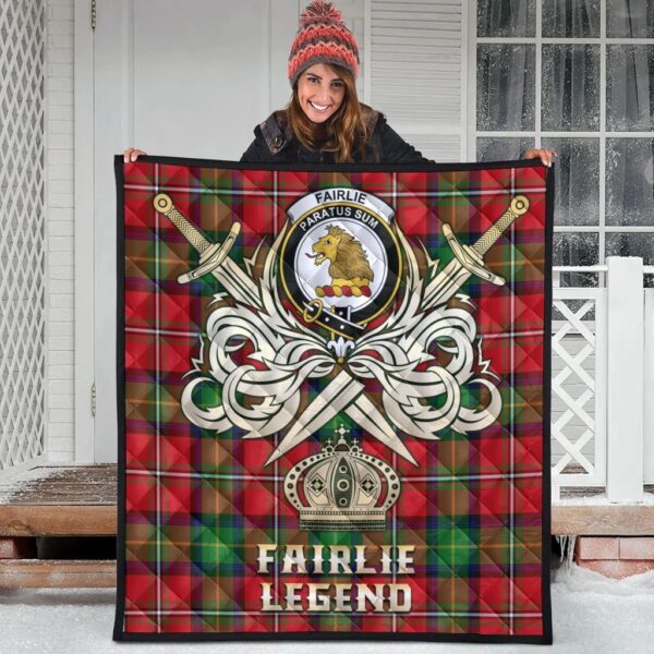 Fairlie Modern Clan Quilt, Scottish Tartan Fairlie Modern Clans Premium Quilt Legend Gold Royal Style