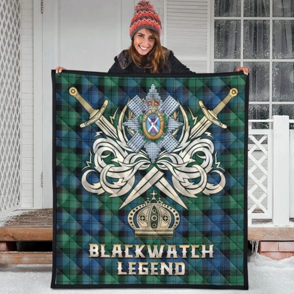 Blackwatch Ancient Clan Quilt, Scottish Tartan Blackwatch Ancient Clans Premium Quilt Legend Gold Royal Style