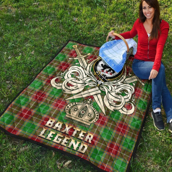 Baxter Modern Clan Quilt, Scottish Tartan Baxter Modern Clans Premium Quilt Legend Gold Royal Style - Image 4