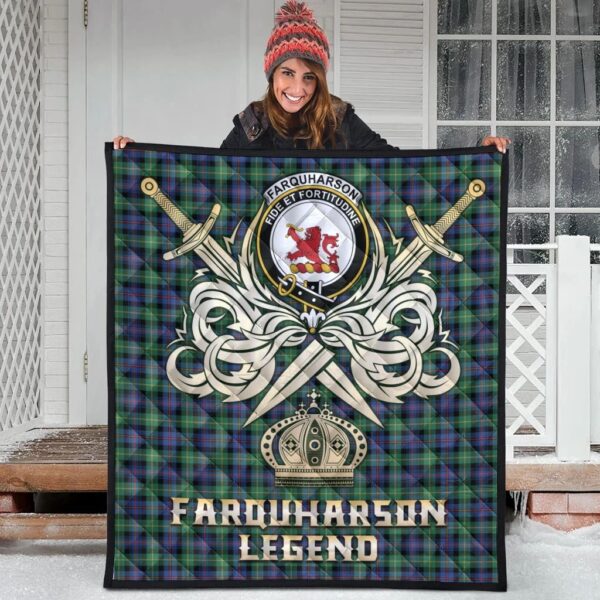 Farquharson Ancient Clan Quilt, Scottish Tartan Farquharson Ancient Clans Premium Quilt Legend Gold Royal Style