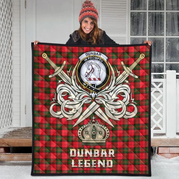 Dunbar Modern Clan Quilt, Scottish Tartan Dunbar Modern Clans Premium Quilt Legend Gold Royal Style