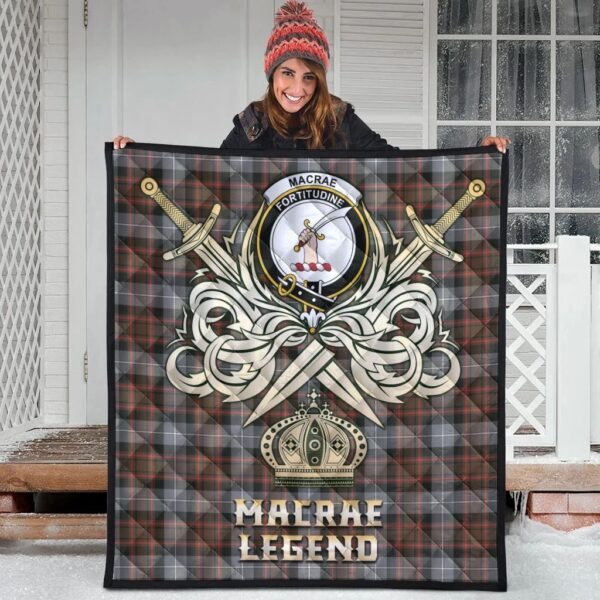 MacRae Hunting Weathered Clan Quilt, Scottish Tartan MacRae Hunting Weathered Clans Premium Quilt Legend Gold Royal Style