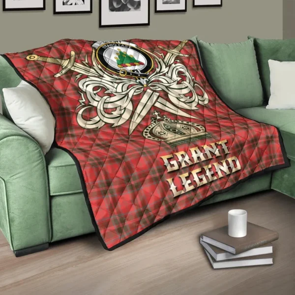 Grant Weathered Clan Quilt, Scottish Tartan Grant Weathered Clans Premium Quilt Legend Gold Royal Style - Image 3