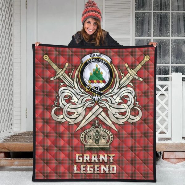 Grant Weathered Clan Quilt, Scottish Tartan Grant Weathered Clans Premium Quilt Legend Gold Royal Style