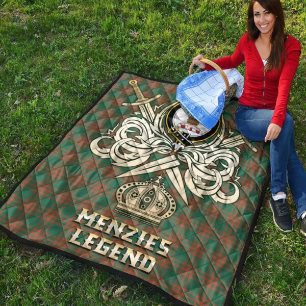 Menzies Green Ancient Clan Quilt, Scottish Tartan Menzies Green Ancient Clans Premium Quilt Legend Gold Royal Style - Image 4