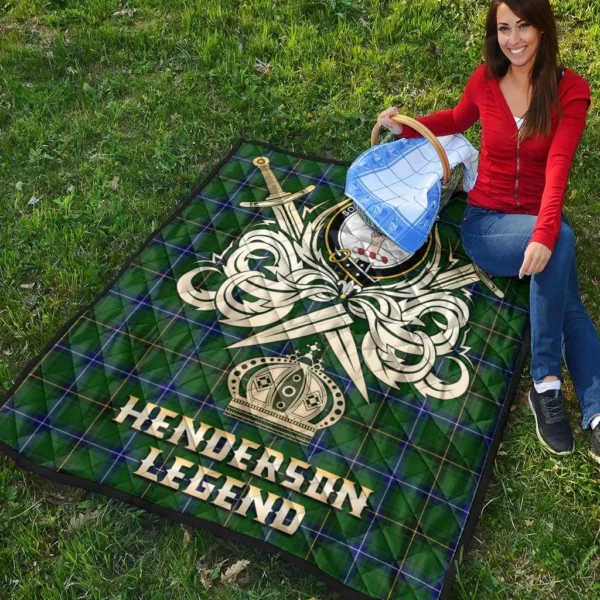 Henderson Modern Clan Quilt, Scottish Tartan Henderson Modern Clans Premium Quilt Legend Gold Royal Style - Image 4