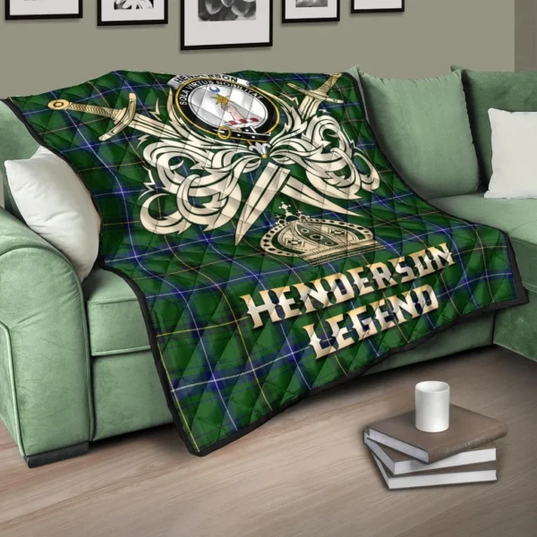 Henderson Modern Clan Quilt, Scottish Tartan Henderson Modern Clans Premium Quilt Legend Gold Royal Style - Image 3