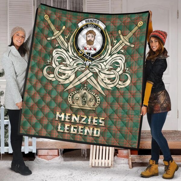 Menzies Green Ancient Clan Quilt, Scottish Tartan Menzies Green Ancient Clans Premium Quilt Legend Gold Royal Style - Image 2