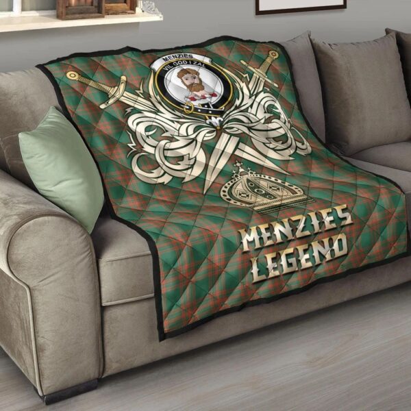 Menzies Green Ancient Clan Quilt, Scottish Tartan Menzies Green Ancient Clans Premium Quilt Legend Gold Royal Style - Image 6