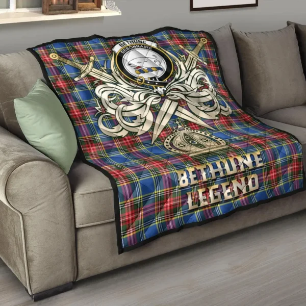 Bethune Clan Quilt, Scottish Tartan Bethune Clans Premium Quilt Legend Gold Royal Style - Image 6