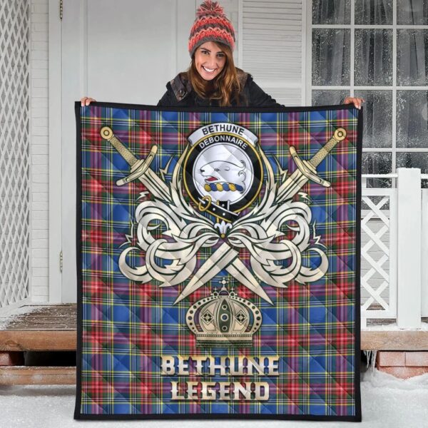 Bethune Clan Quilt, Scottish Tartan Bethune Clans Premium Quilt Legend Gold Royal Style