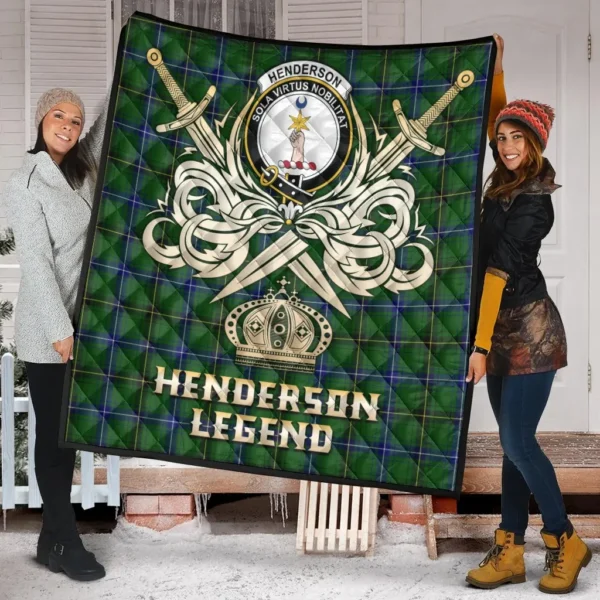 Henderson Modern Clan Quilt, Scottish Tartan Henderson Modern Clans Premium Quilt Legend Gold Royal Style - Image 2