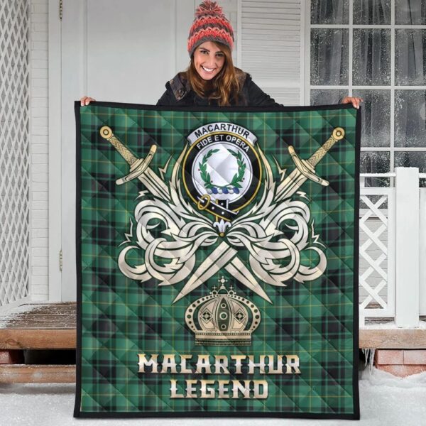 MacArthur Ancient Clan Quilt, Scottish Tartan MacArthur Ancient Clans Premium Quilt Legend Gold Royal Style