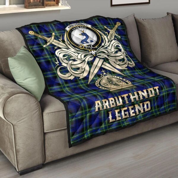 Arbuthnot Modern Clan Quilt, Scottish Tartan Arbuthnot Modern Clans Premium Quilt Legend Gold Royal Style - Image 6