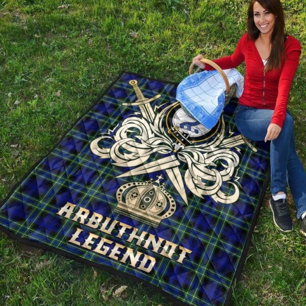 Arbuthnot Modern Clan Quilt, Scottish Tartan Arbuthnot Modern Clans Premium Quilt Legend Gold Royal Style - Image 4