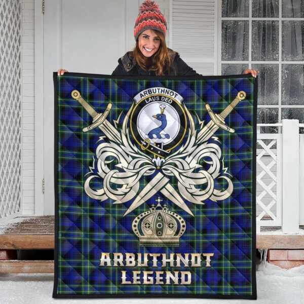 Arbuthnot Modern Clan Quilt, Scottish Tartan Arbuthnot Modern Clans Premium Quilt Legend Gold Royal Style