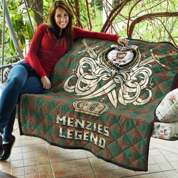 Menzies Green Ancient Clan Quilt, Scottish Tartan Menzies Green Ancient Clans Premium Quilt Legend Gold Royal Style - Image 5