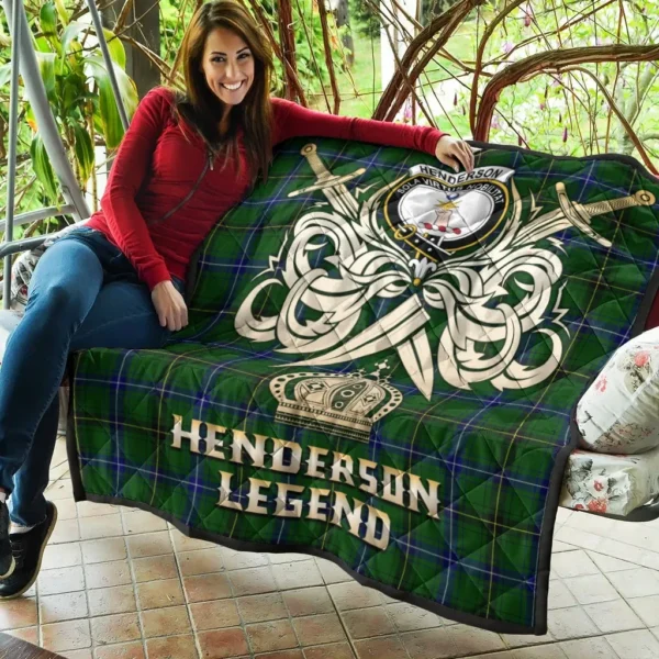 Henderson Modern Clan Quilt, Scottish Tartan Henderson Modern Clans Premium Quilt Legend Gold Royal Style - Image 5