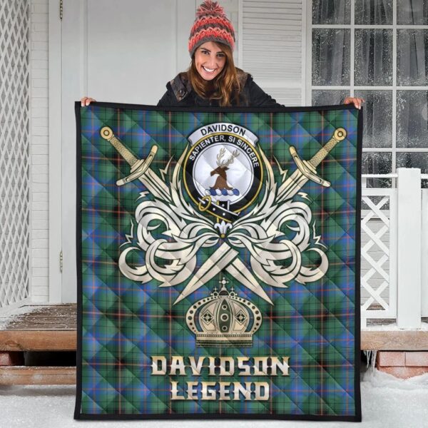 Davidson Ancient Clan Quilt, Scottish Tartan Davidson Ancient Clans Premium Quilt Legend Gold Royal Style