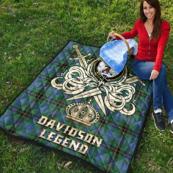 Davidson Ancient Clan Quilt, Scottish Tartan Davidson Ancient Clans Premium Quilt Legend Gold Royal Style - Image 4