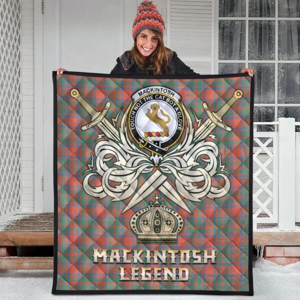 MacKintosh Ancient Clan Quilt, Scottish Tartan MacKintosh Ancient Clans Premium Quilt Legend Gold Royal Style