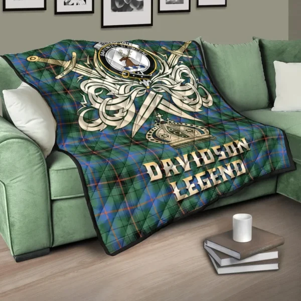 Davidson Ancient Clan Quilt, Scottish Tartan Davidson Ancient Clans Premium Quilt Legend Gold Royal Style - Image 3