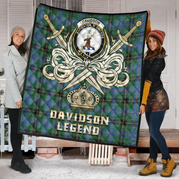 Davidson Ancient Clan Quilt, Scottish Tartan Davidson Ancient Clans Premium Quilt Legend Gold Royal Style - Image 2