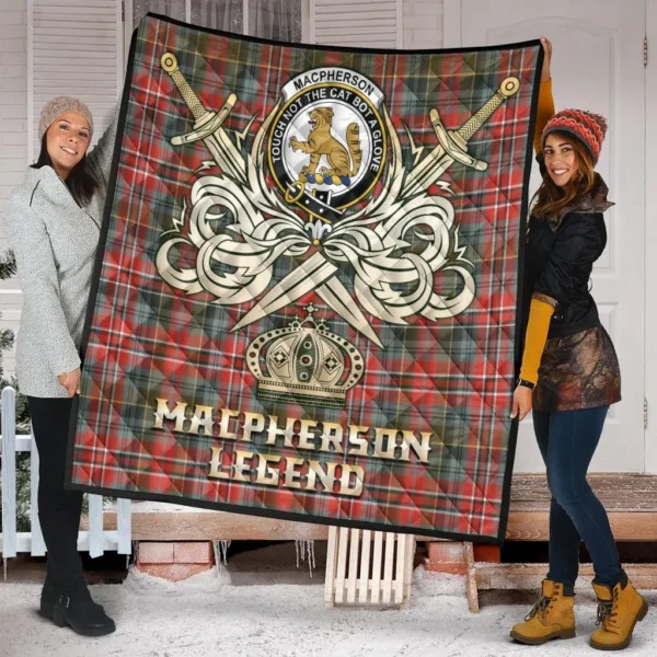 MacPherson Weathered Clan Quilt, Scottish Tartan MacPherson Weathered Clans Premium Quilt Legend Gold Royal Style - Image 2