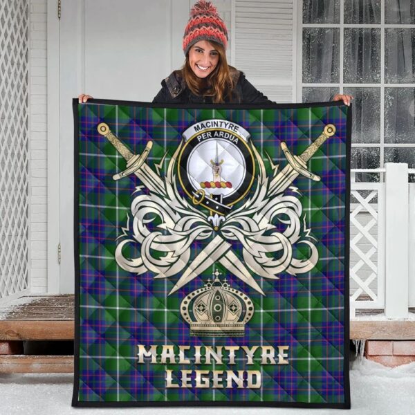 MacIntyre Hunting Modern Clan Quilt, Scottish Tartan MacIntyre Hunting Modern Clans Premium Quilt Legend Gold Royal Style