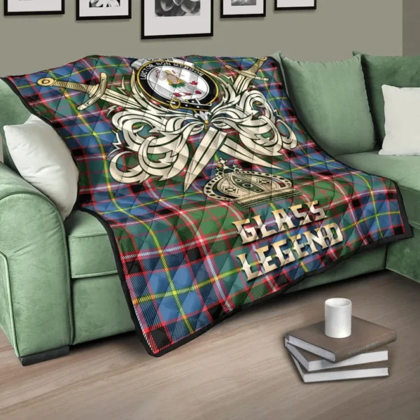 Glass Clan Quilt, Scottish Tartan Glass Clans Premium Quilt Legend Gold Royal Style - Image 3