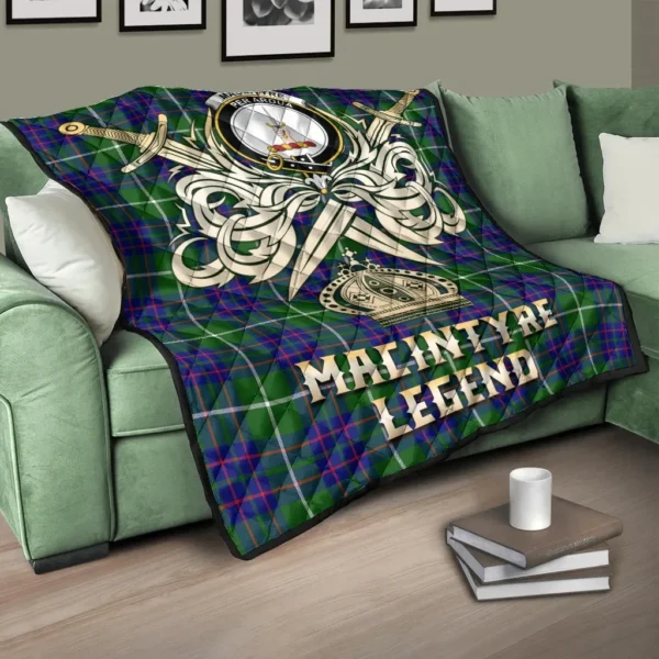 MacIntyre Hunting Modern Clan Quilt, Scottish Tartan MacIntyre Hunting Modern Clans Premium Quilt Legend Gold Royal Style - Image 3