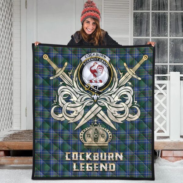 Cockburn Ancient Clan Quilt, Scottish Tartan Cockburn Ancient Clans Premium Quilt Legend Gold Royal Style