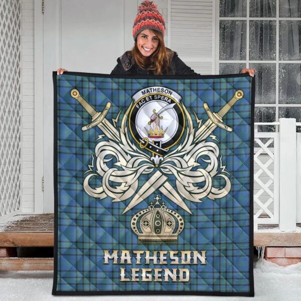 Matheson Hunting Ancient Clan Quilt, Scottish Tartan Matheson Hunting Ancient Clans Premium Quilt Legend Gold Royal Style