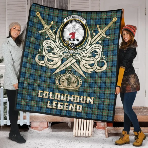 Colquhoun Ancient Clan Quilt, Scottish Tartan Colquhoun Ancient Clans Premium Quilt Legend Gold Royal Style - Image 2