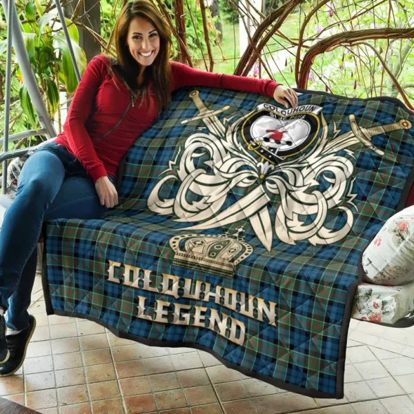 Colquhoun Ancient Clan Quilt, Scottish Tartan Colquhoun Ancient Clans Premium Quilt Legend Gold Royal Style - Image 5