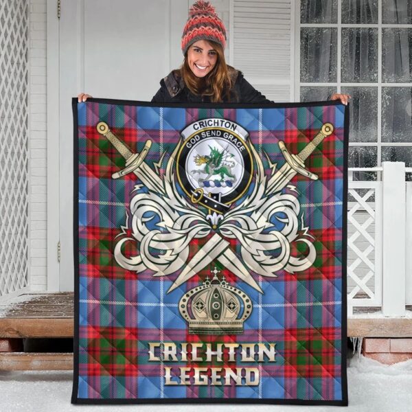 Crichton Clan Quilt, Scottish Tartan Crichton Clans Premium Quilt Legend Gold Royal Style