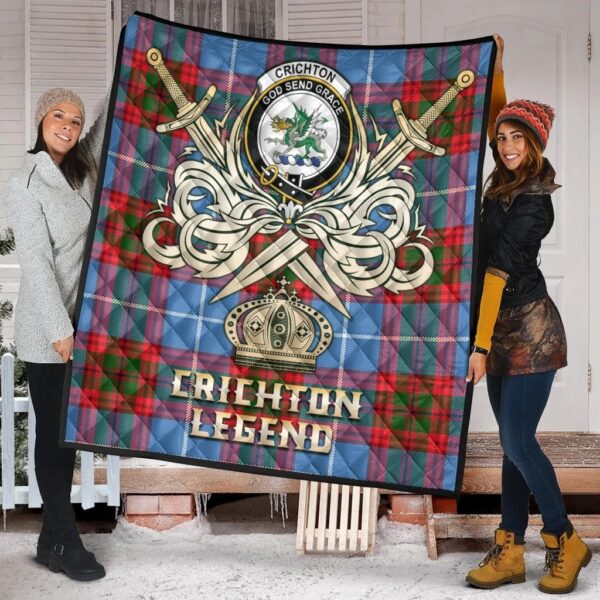 Crichton Clan Quilt, Scottish Tartan Crichton Clans Premium Quilt Legend Gold Royal Style - Image 2